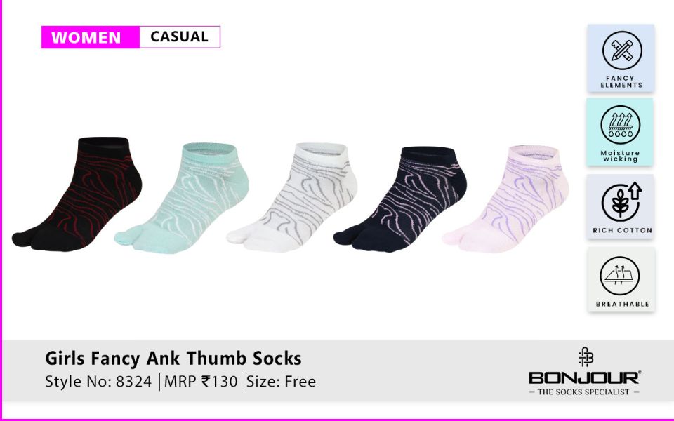 Girls Fancy Ankle Thumb Socks