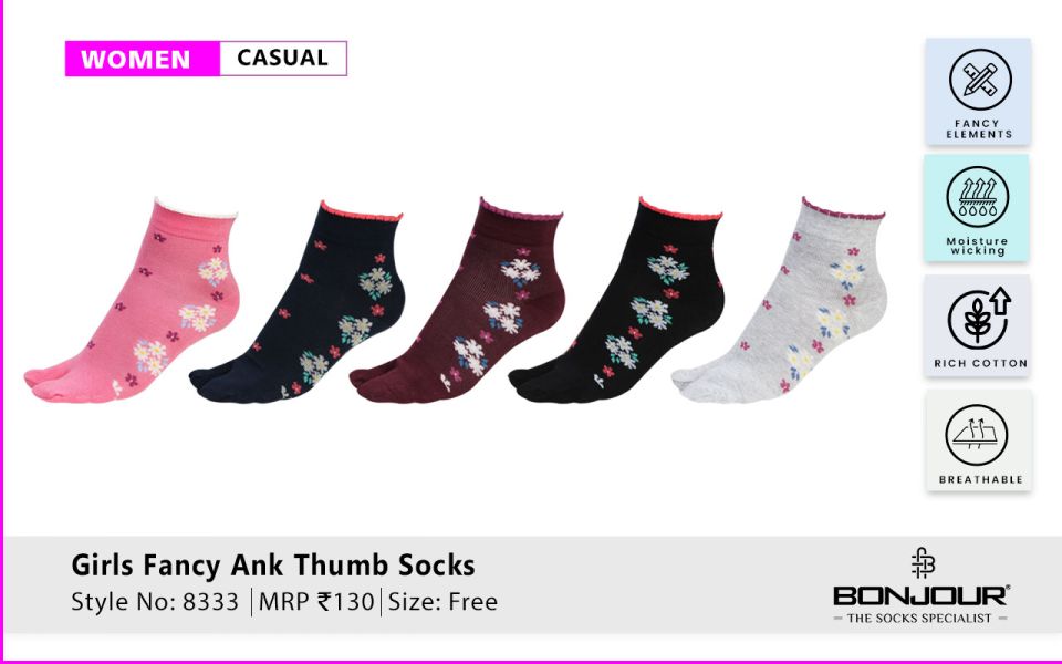 Girls Fancy Ankle Thumb Socks